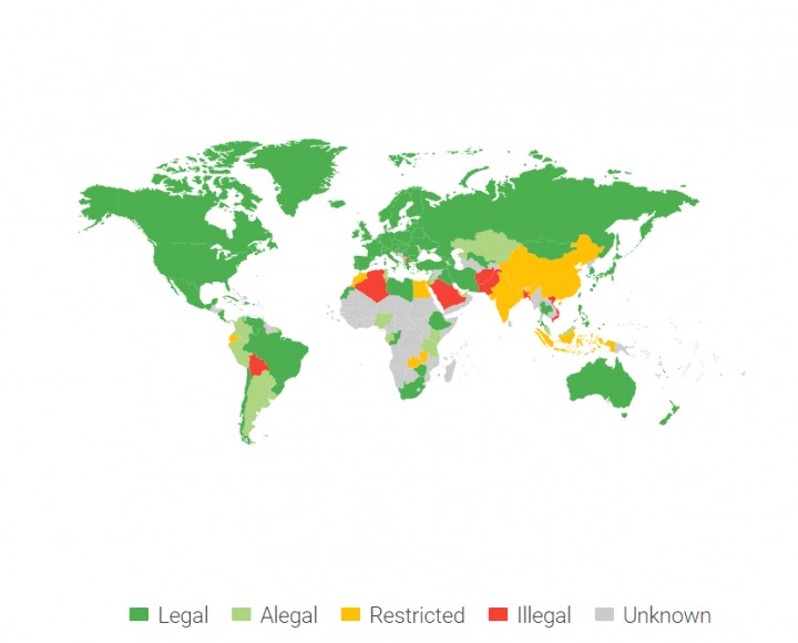 Países onde o Ethereum é proibido ou legal