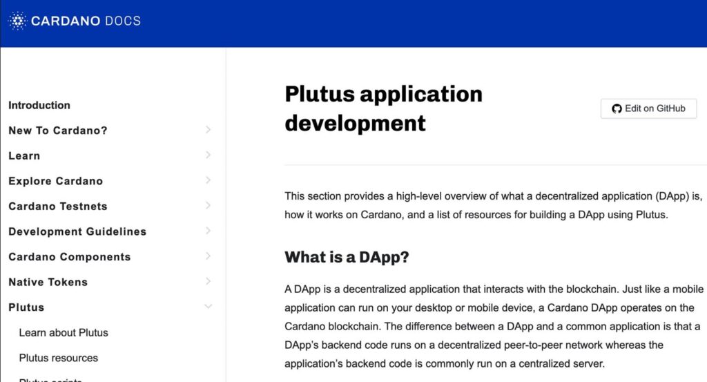 Cardano lança Docs de recursos Plutus DApp para desenvolvedores