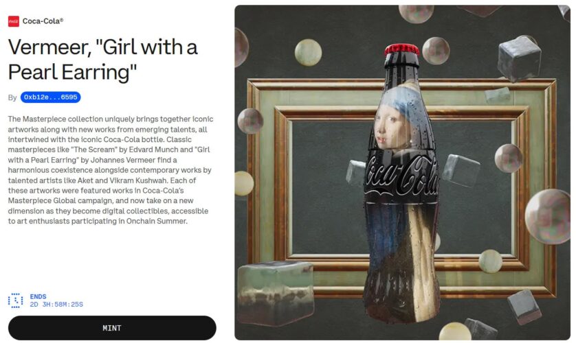 Coca-Cola NFTs: Empresa se Destaca com Inédita Coleção NFT 'Masterpiece' no Ethereum Layer 2 Base