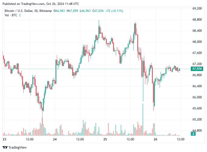 Bitcoin hoje 26/10/2024: Preço do BTC recua e é negociado acima de US$ 66 mil