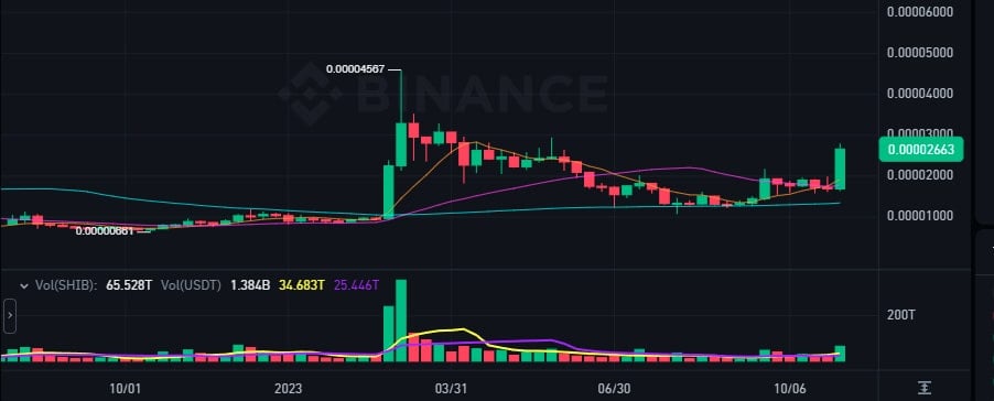 Criptomoeda Preço do Shiba Inu (SHIB) Hoje tem Valorização de 40%